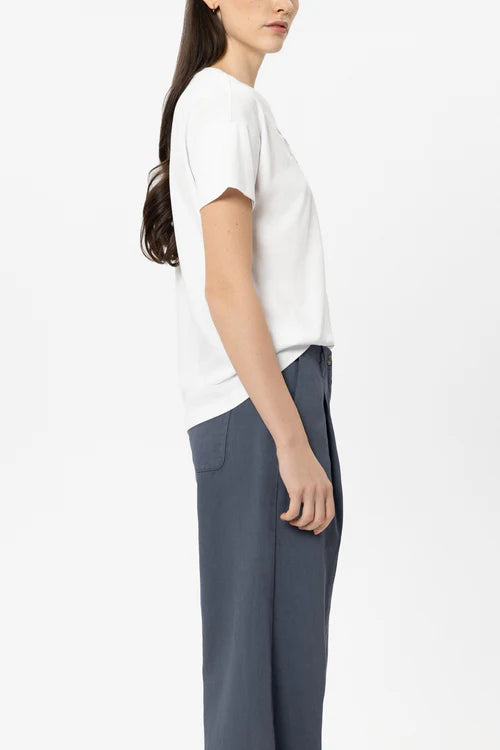 Luisa Cerano White T-Shirt with Floral Eyelet Embroidery 338375