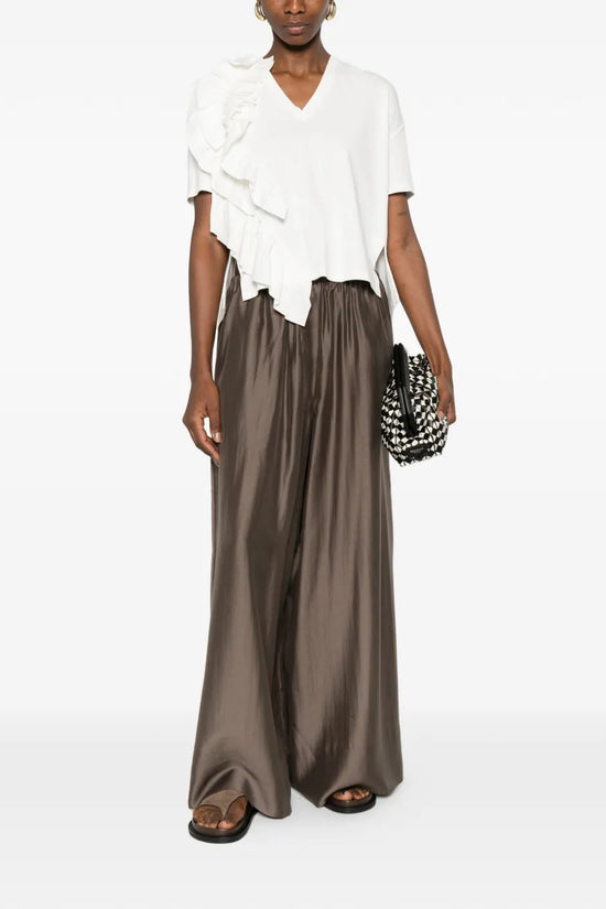 Psophia short sleeve white ruffled top