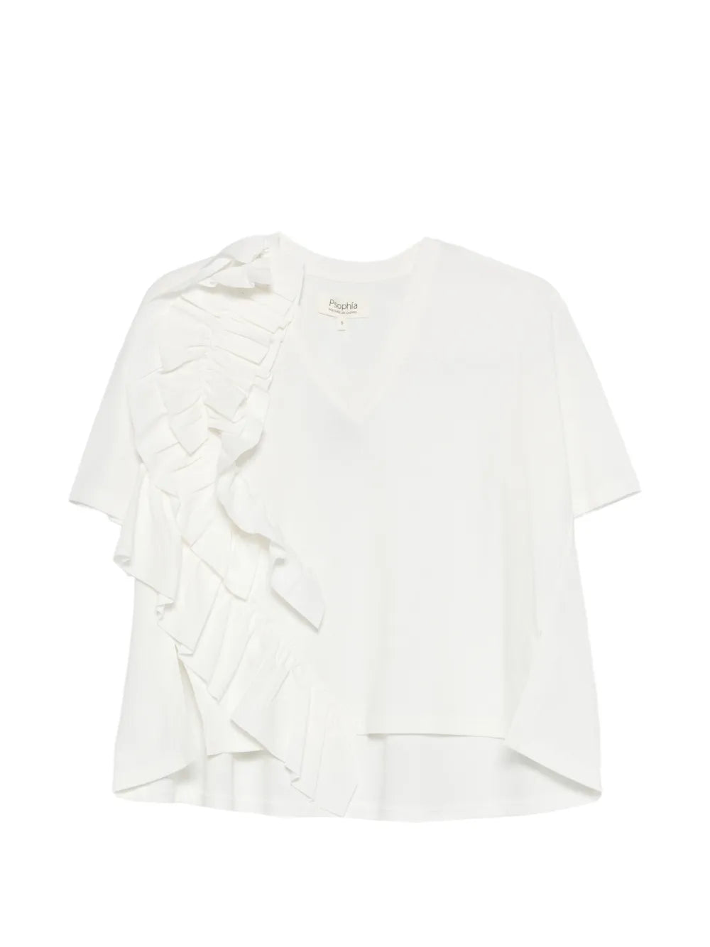 Psophia short sleeve white ruffled top