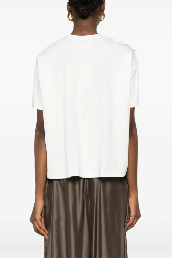 Psophia short sleeve white ruffled top