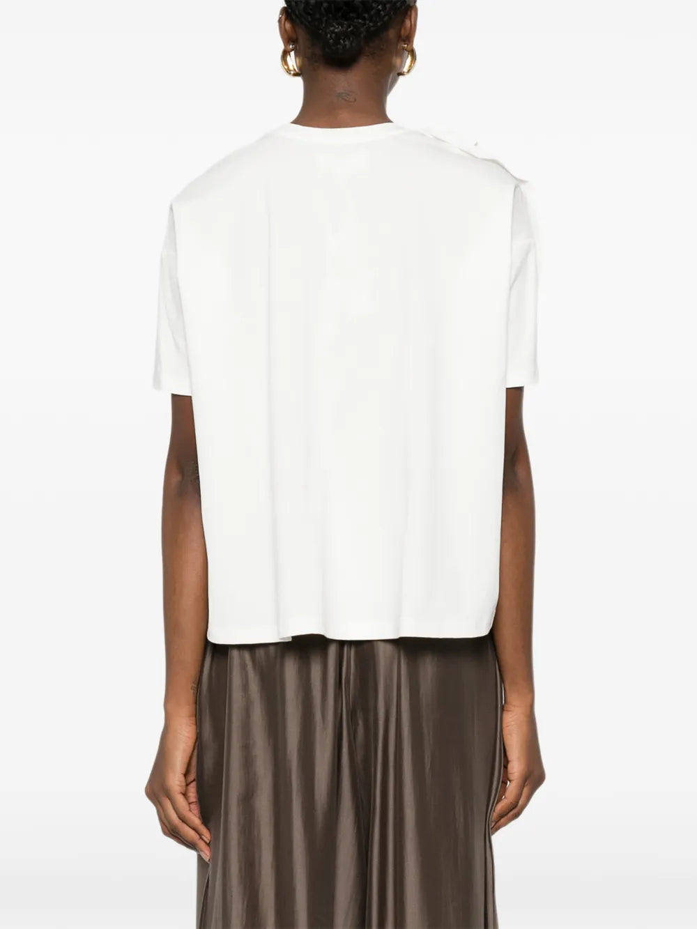 Psophia short sleeve white ruffled top