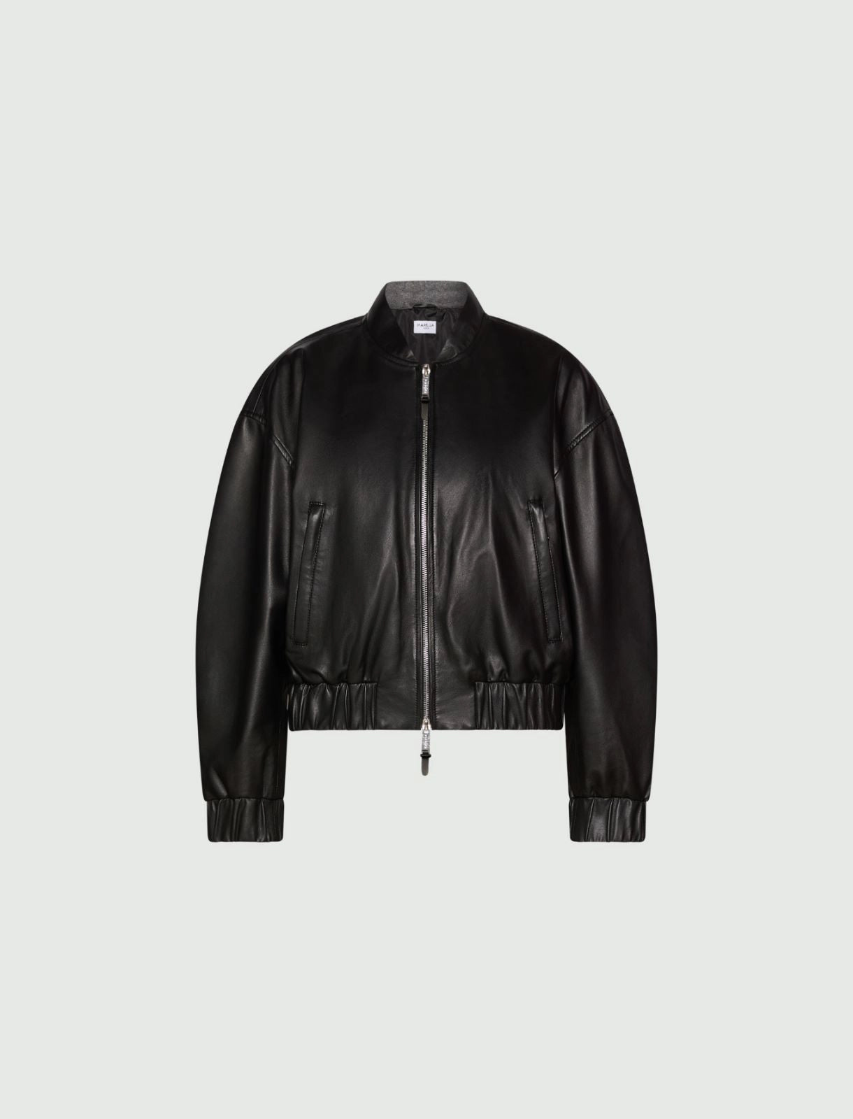 Marella Sport Black Leather Relaxed Fit Blouson Jacket
