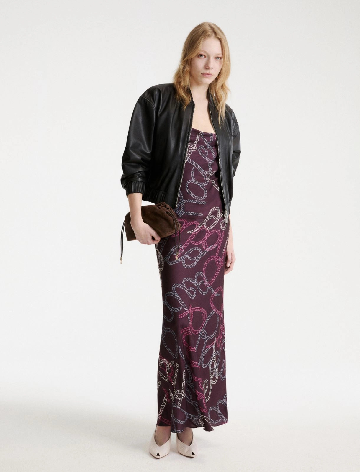 Marella Sport Black Leather Relaxed Fit Blouson Jacket
