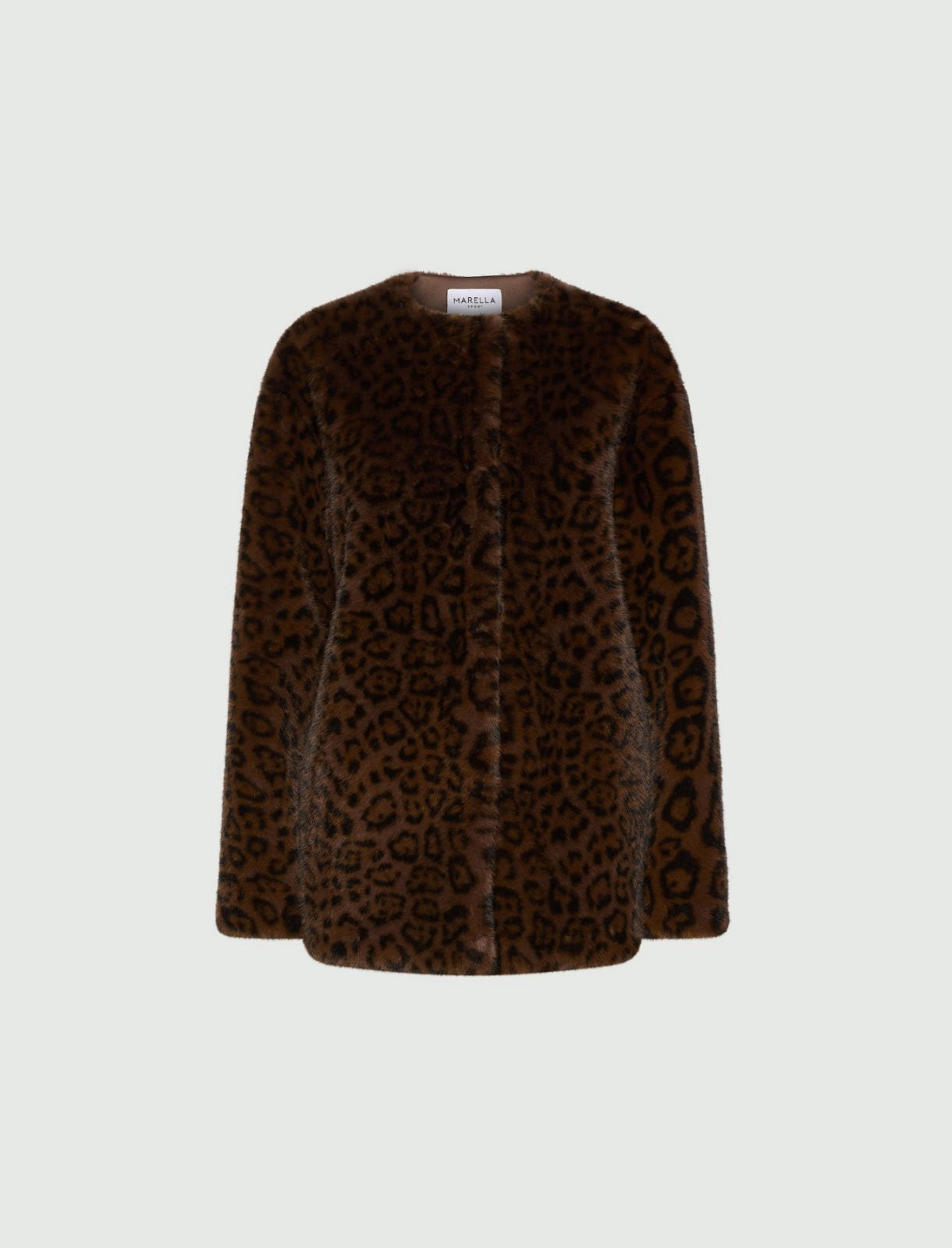 Marella Sport Cocoa Animal Print Faux Fur Coat