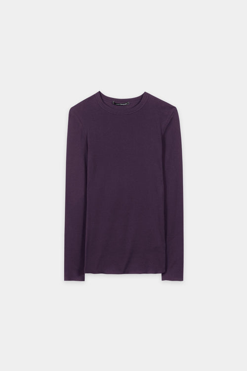 Luisa Cerano Plum Ribbed Crew-Neck Top