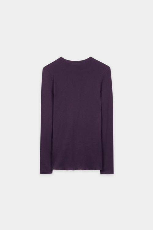 Luisa Cerano Plum Ribbed Crew-Neck Top