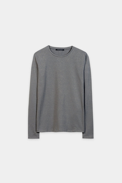 Luisa Cerano Heather Lurex Stripe Long Sleeve Top