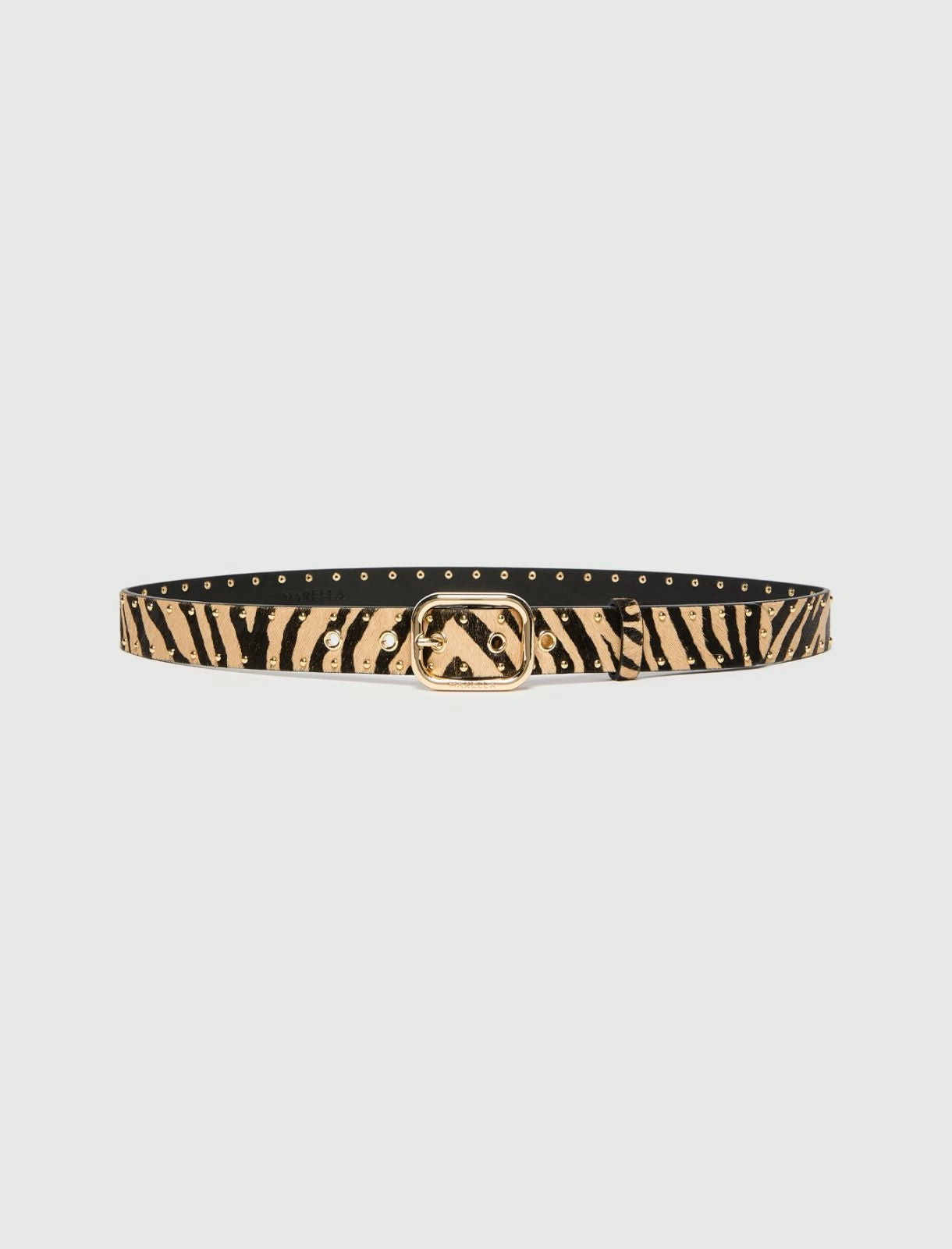 Marella Beige Animal Print Studded Belt