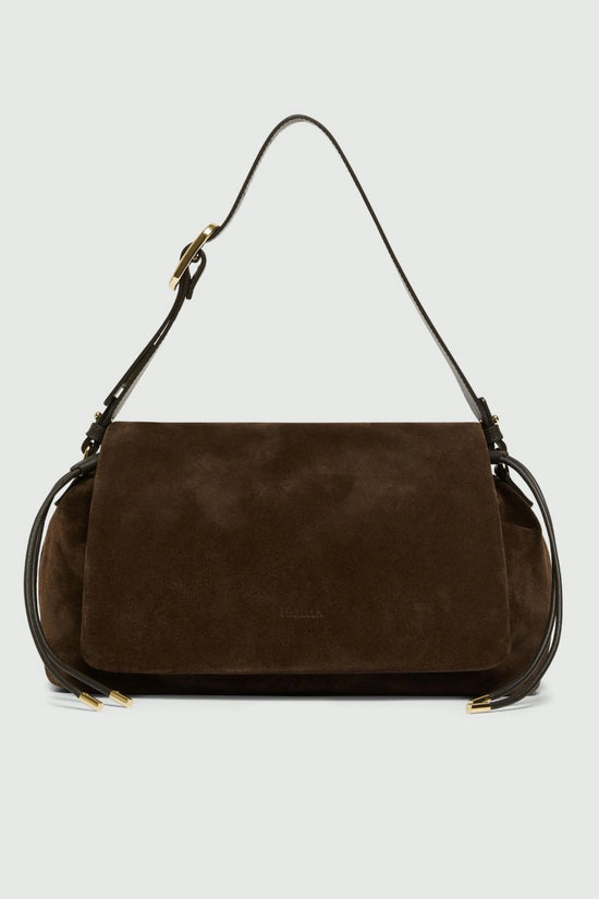Marella Dark Brown Suede Drawstring Bag
