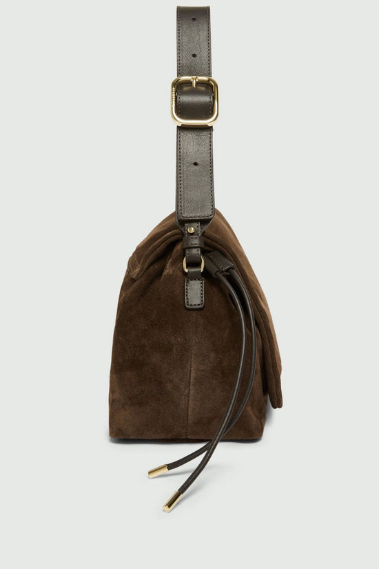 Marella Dark Brown Suede Drawstring Bag