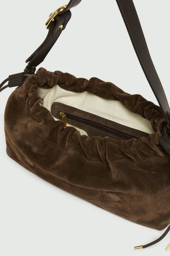 Marella Dark Brown Suede Drawstring Bag