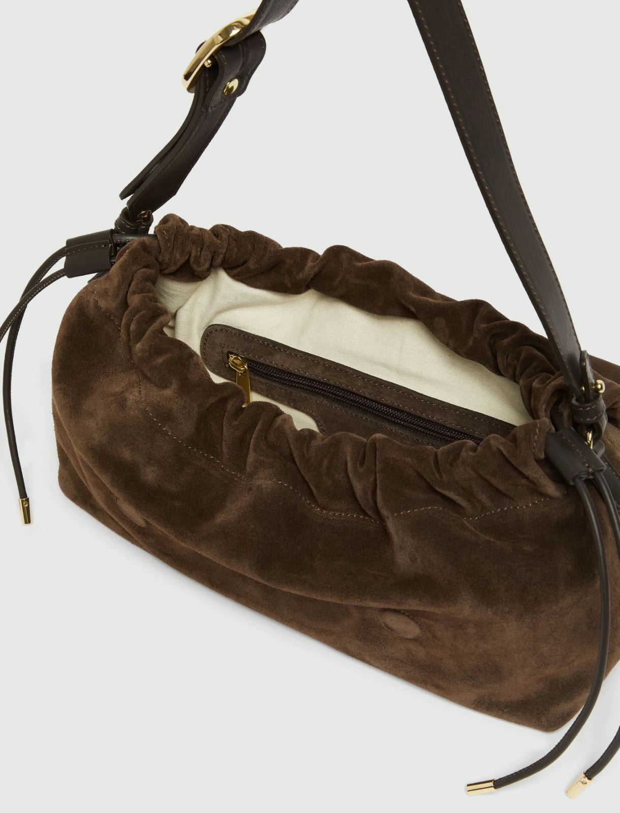 Marella Dark Brown Suede Drawstring Bag