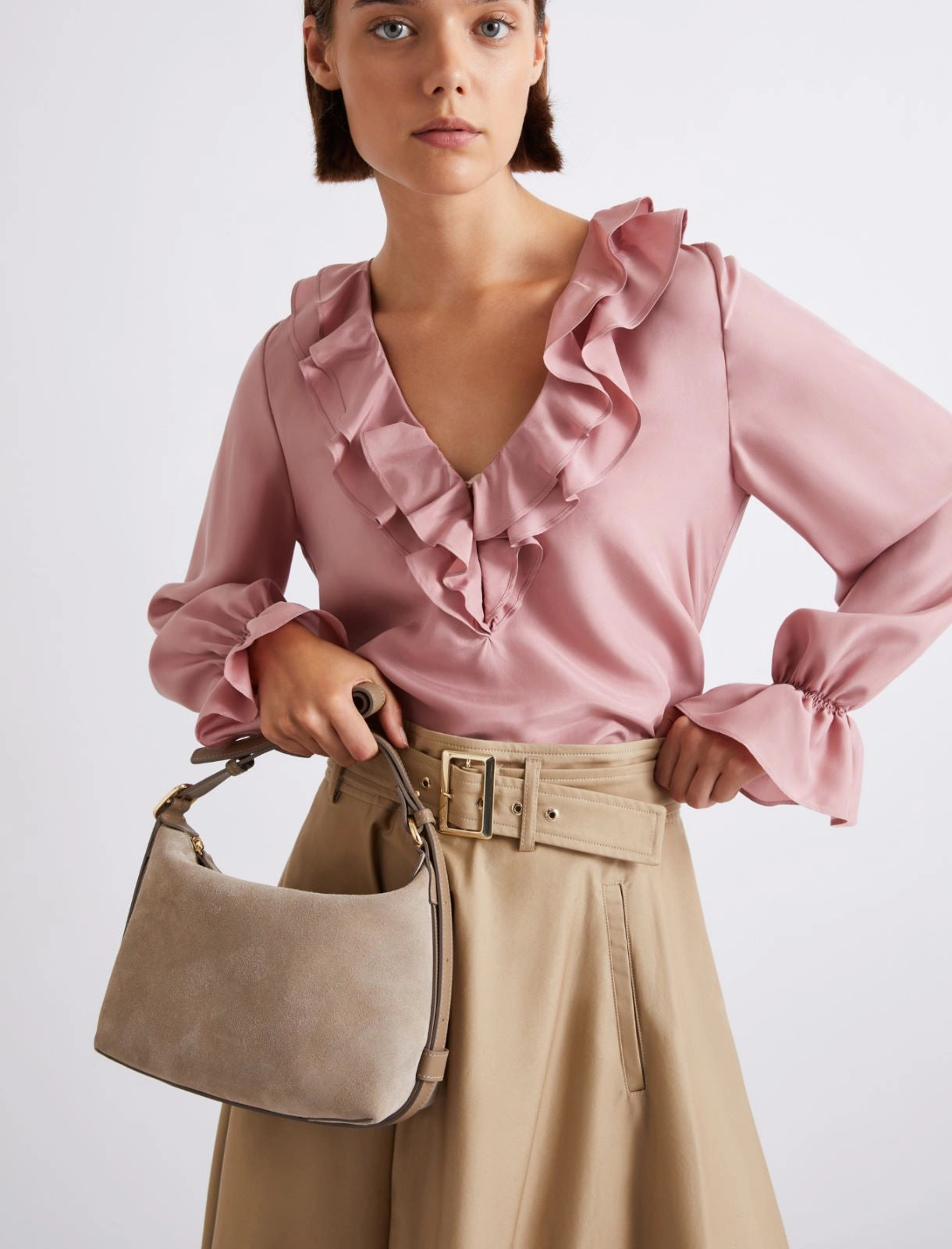 Marella Turtledove Compact Suede bag
