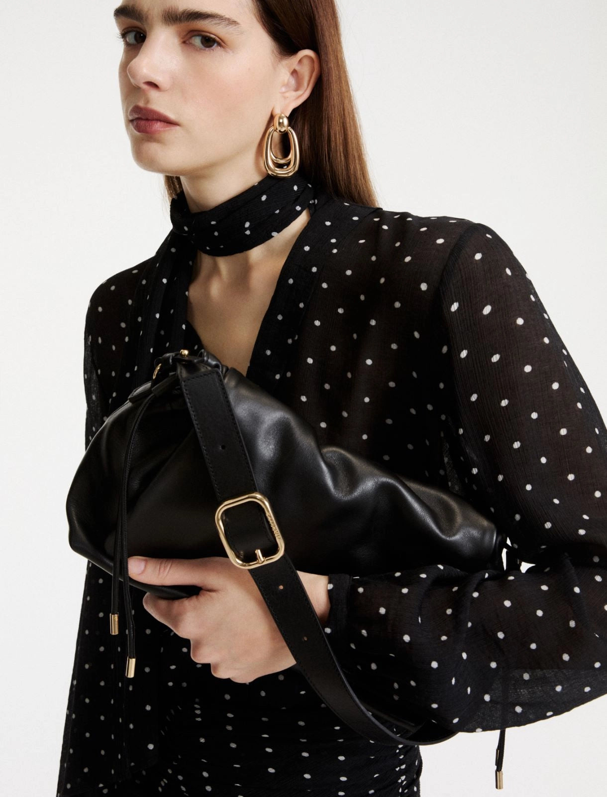 Marella Black Medium Leather Shoulder Bag