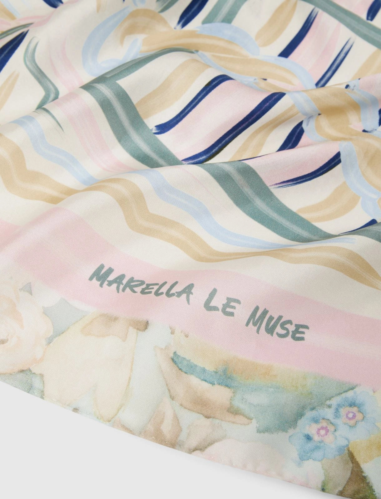 Marella Multicolour Silk twill scarf with a Marella Le Muse print MLATERRA