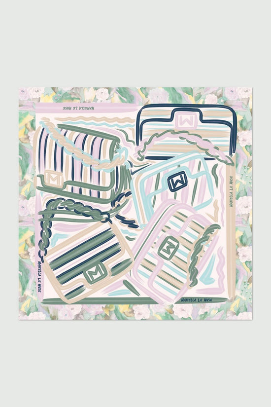 Marella Multicolour Silk twill scarf with a Marella Le Muse print MLATERRA