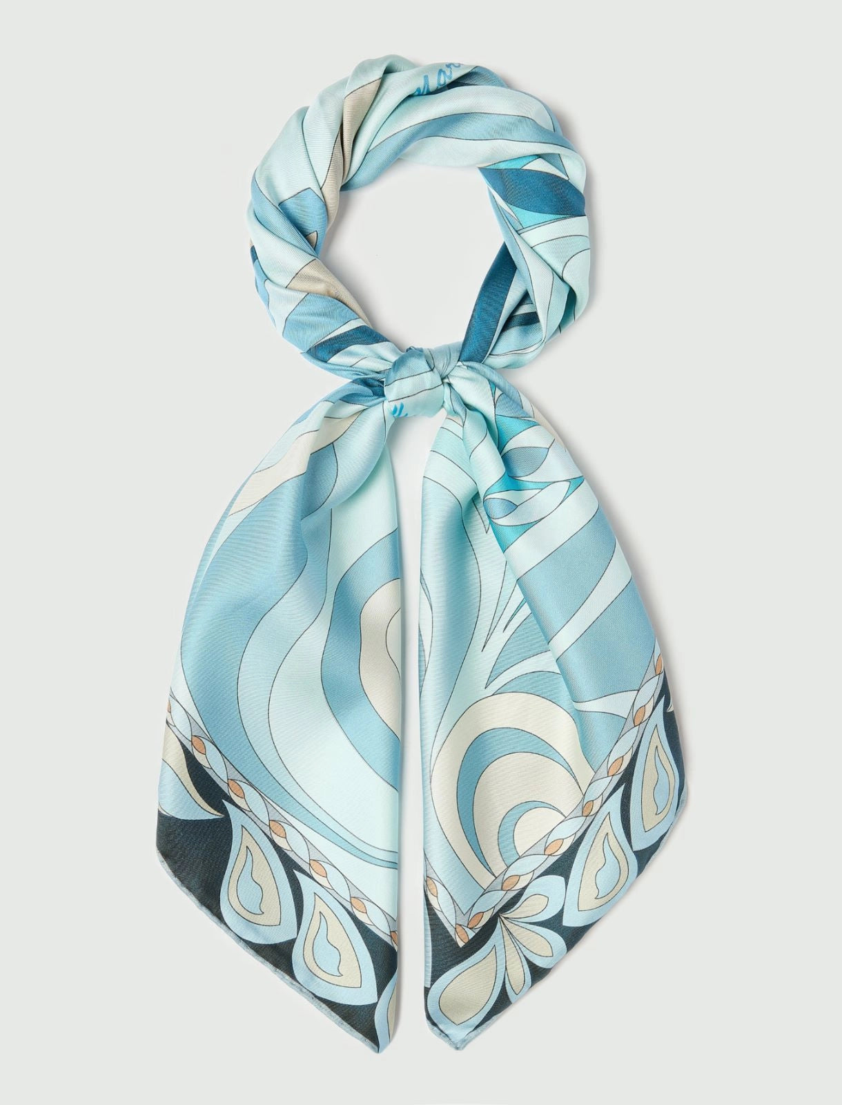 Marella Light Blue Pure Silk Satin Square Scarf