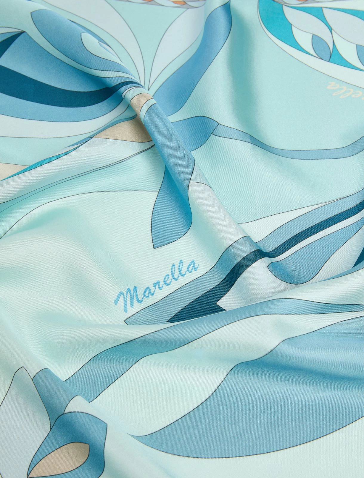 Marella Light Blue Pure Silk Satin Square Scarf