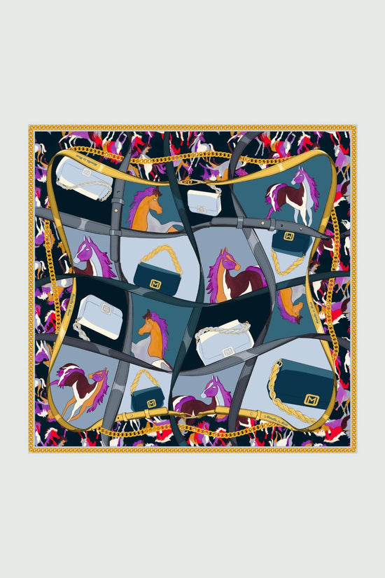 Marella Sky Blue Le Muse-Print Silk Square Scarf