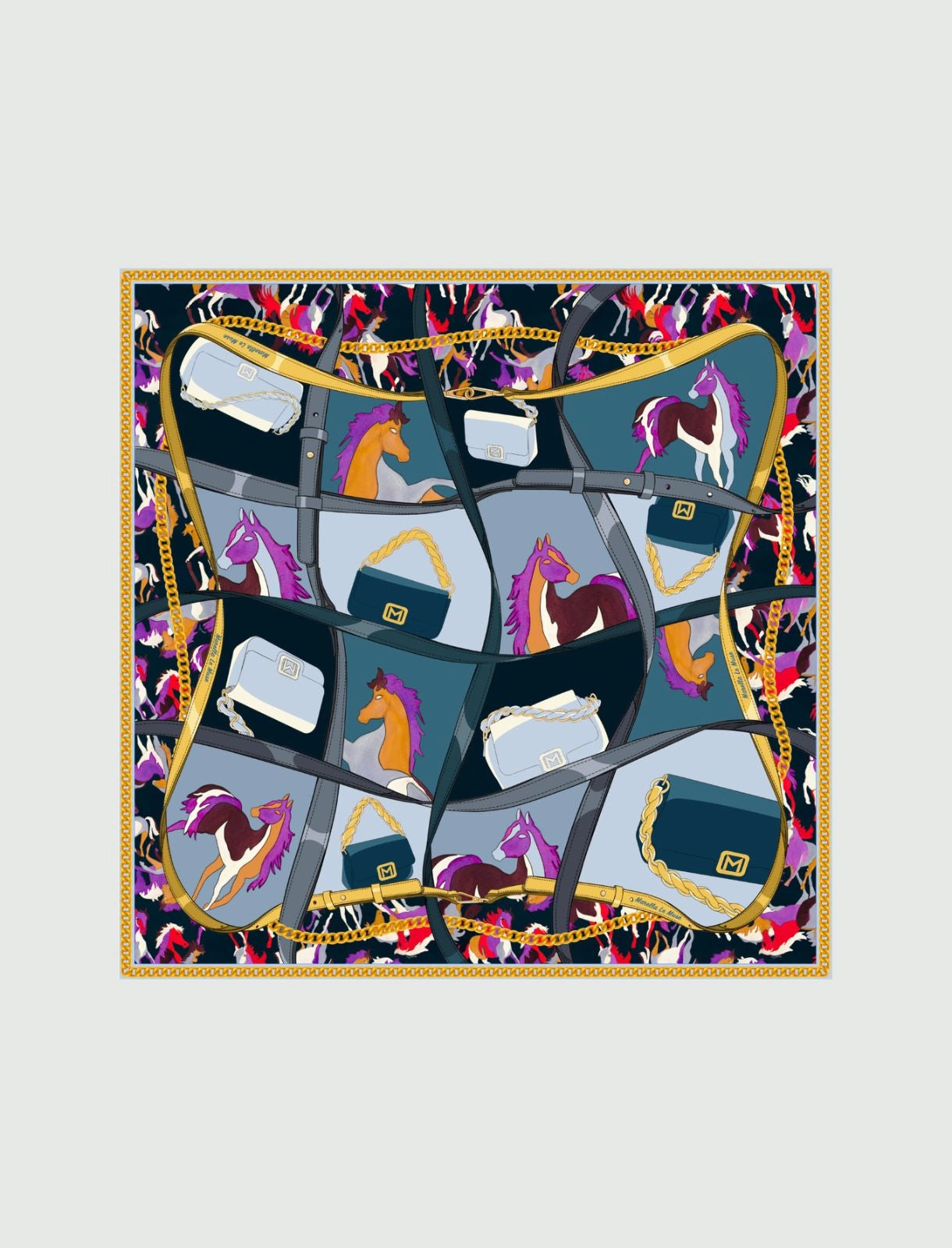 Marella Sky Blue Le Muse-Print Silk Square Scarf