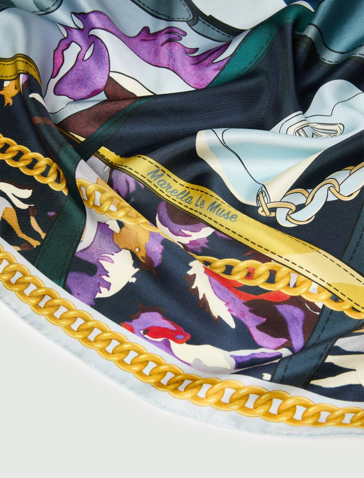 Marella Sky Blue Le Muse-Print Silk Square Scarf