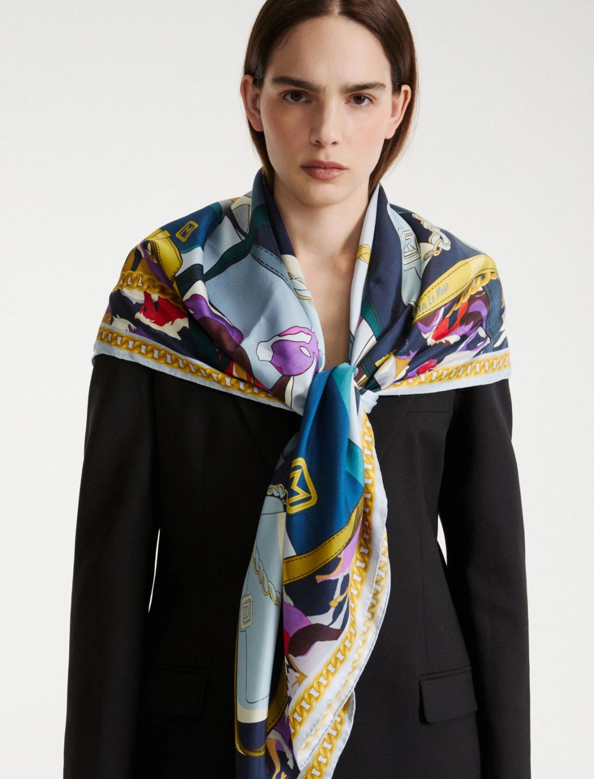 Marella Sky Blue Le Muse-Print Silk Square Scarf