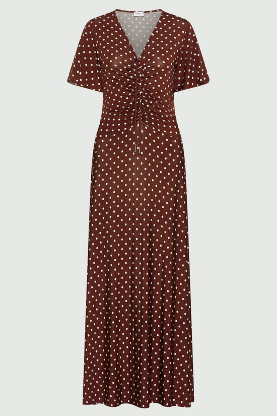 Marella Sport Brown with White Polka Dots Long Jersey Dress MLSTECA