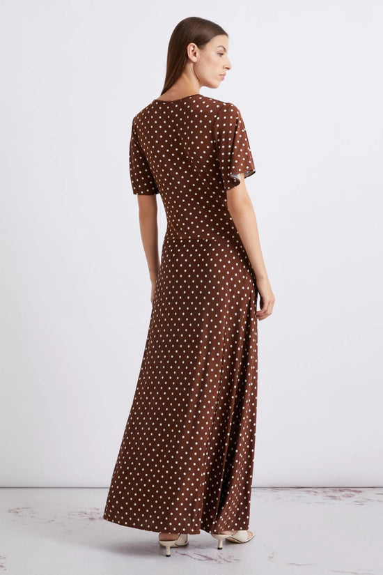 Marella Sport Brown with White Polka Dots Long Jersey Dress MLSTECA