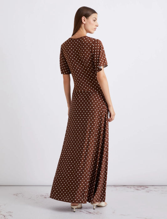Marella Sport Brown with White Polka Dots Long Jersey Dress MLSTECA