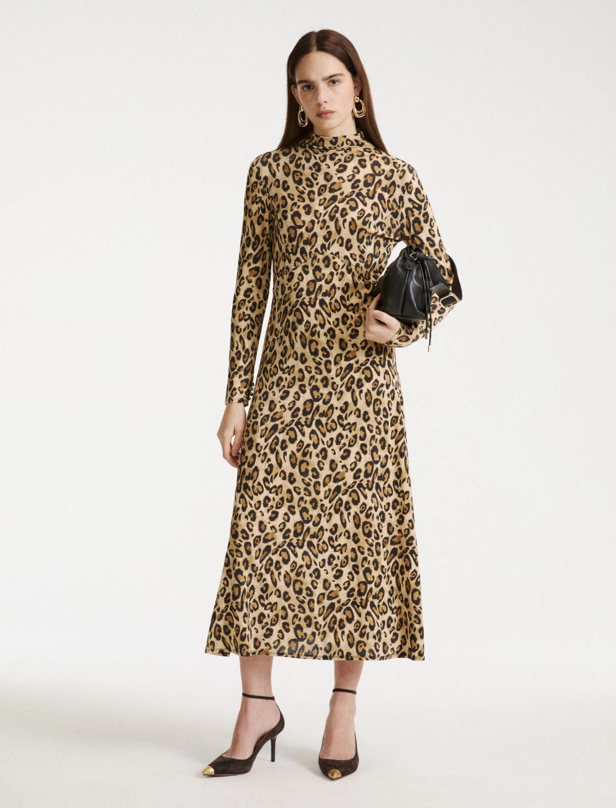 Marella Sport Camel Animal Print Fitted Jersey Dress