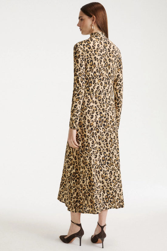 Marella Sport Camel Animal Print Fitted Jersey Dress