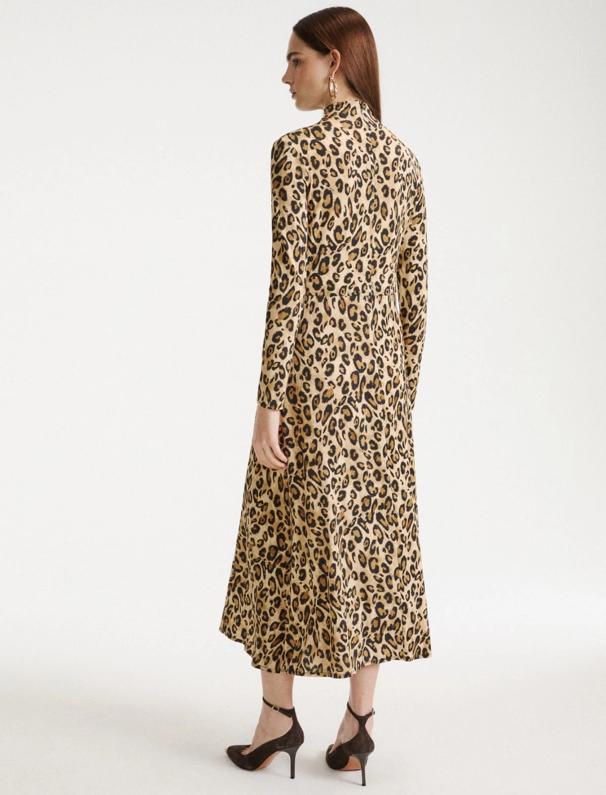 Marella Sport Camel Animal Print Fitted Jersey Dress
