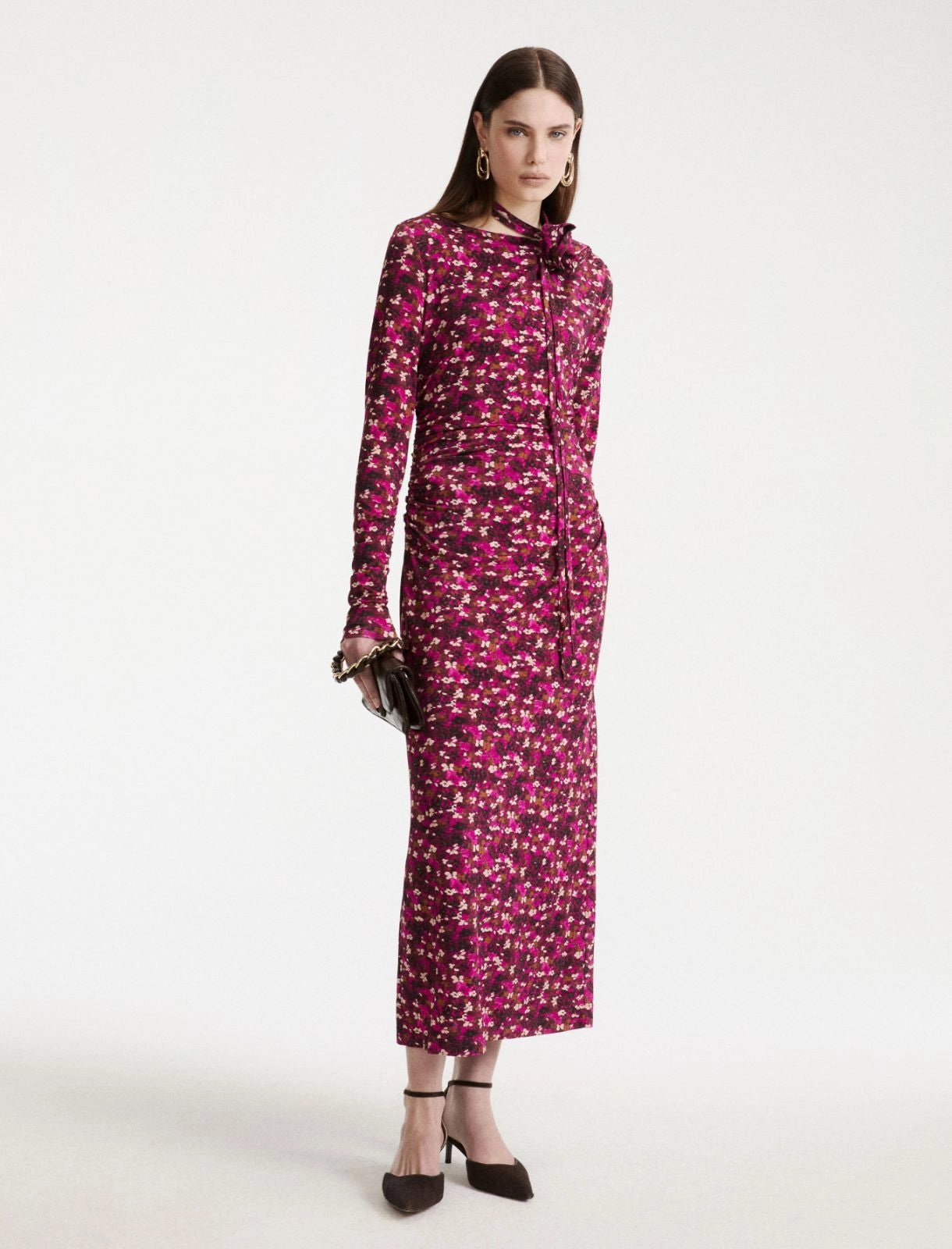 Marella Fuchsia Long Stretch-Jersey Dress
