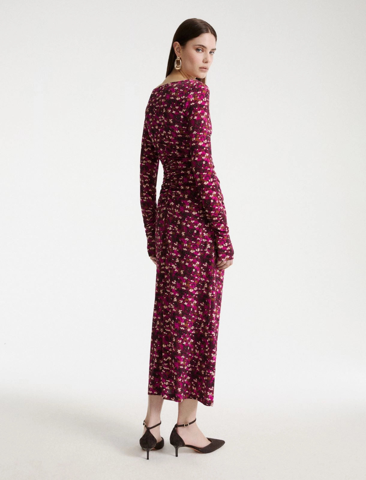 Marella Fuchsia Long Stretch-Jersey Dress