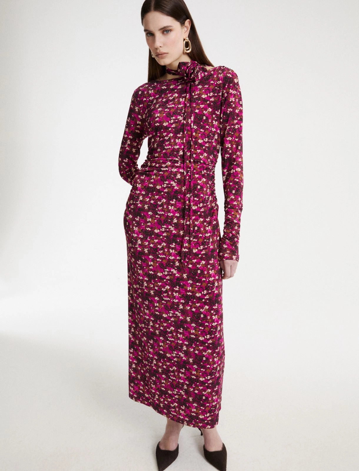 Marella Fuchsia Long Stretch-Jersey Dress