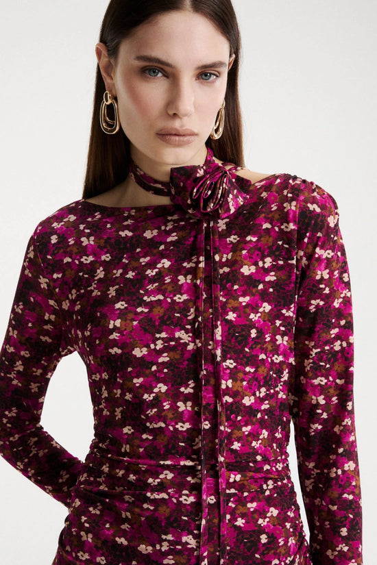 Marella Fuchsia Long Stretch-Jersey Dress