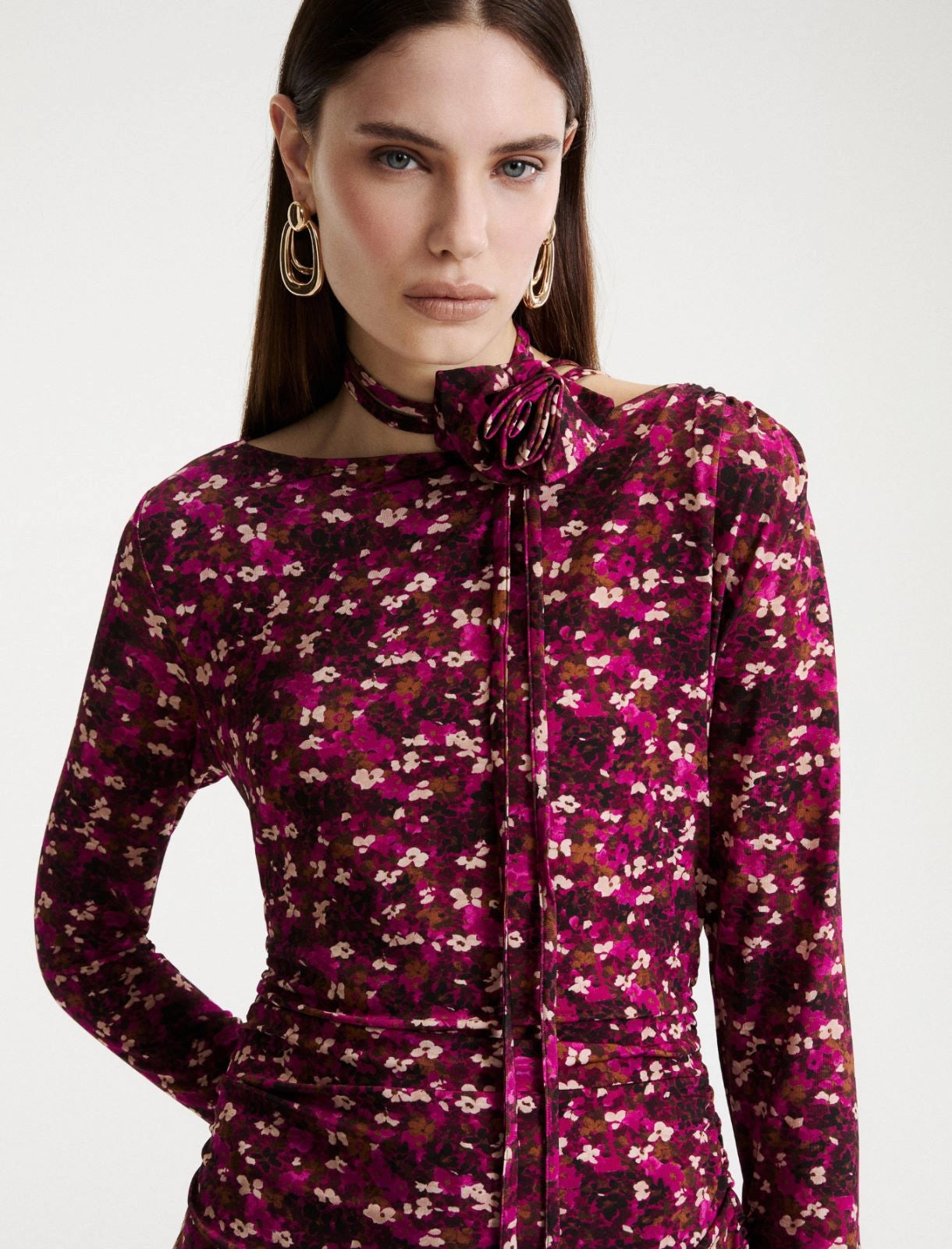 Marella Fuchsia Long Stretch-Jersey Dress