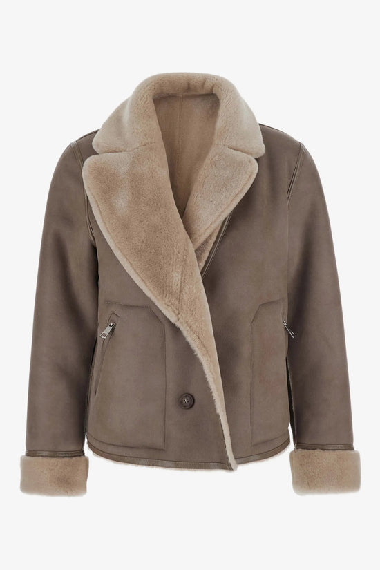 Urbancode Beige & Brown Reversible Faux Shearling Jacket