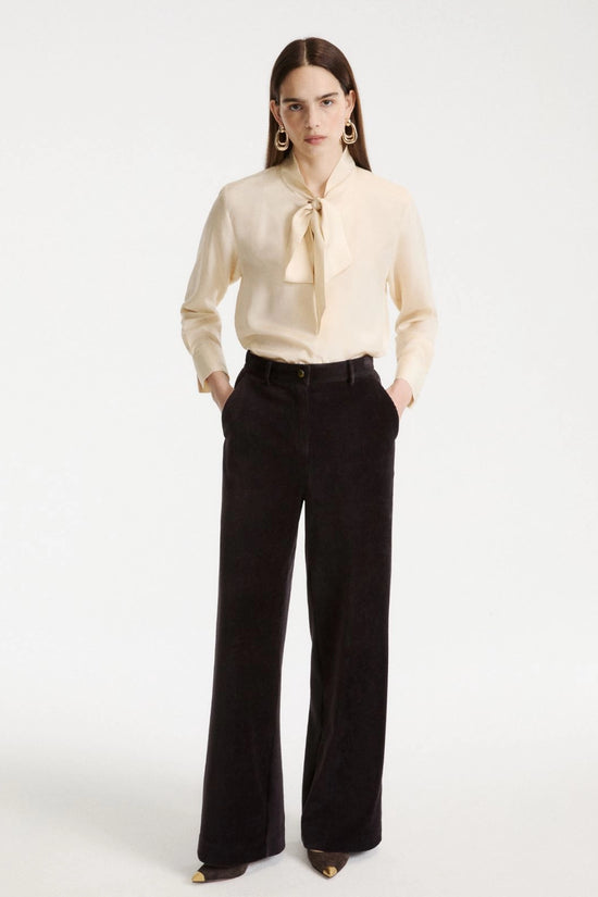 Marella Dark Grey Stretch Cotton Blend Corduroy Trousers