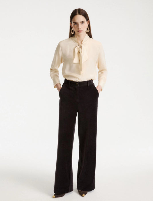 Marella Dark Grey Stretch Cotton Blend Corduroy Trousers