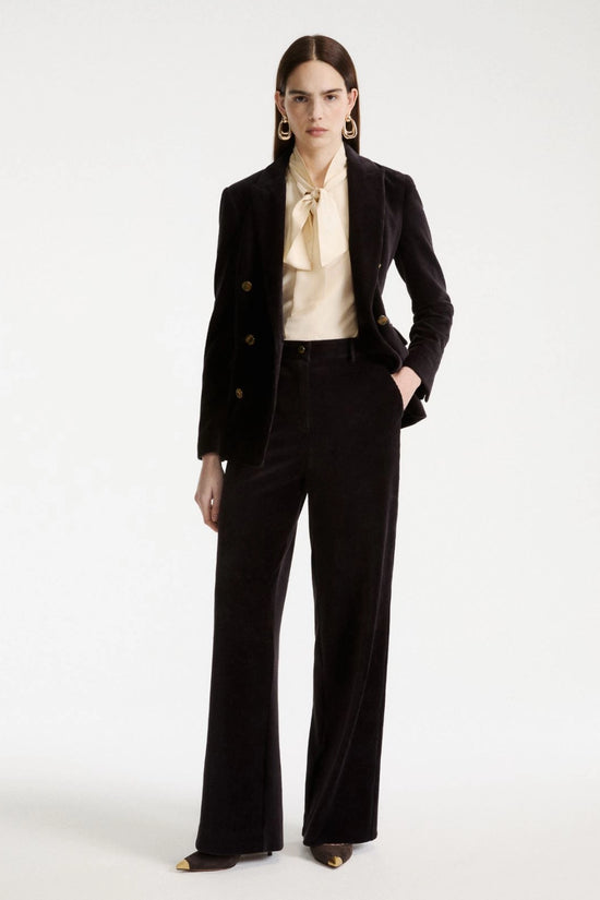 Marella Dark Grey Stretch Cotton Blend Corduroy Trousers