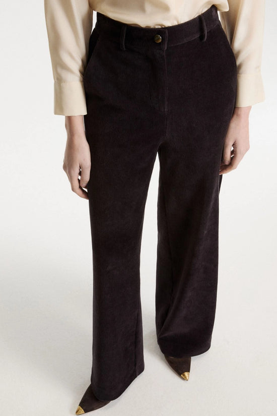 Marella Dark Grey Stretch Cotton Blend Corduroy Trousers