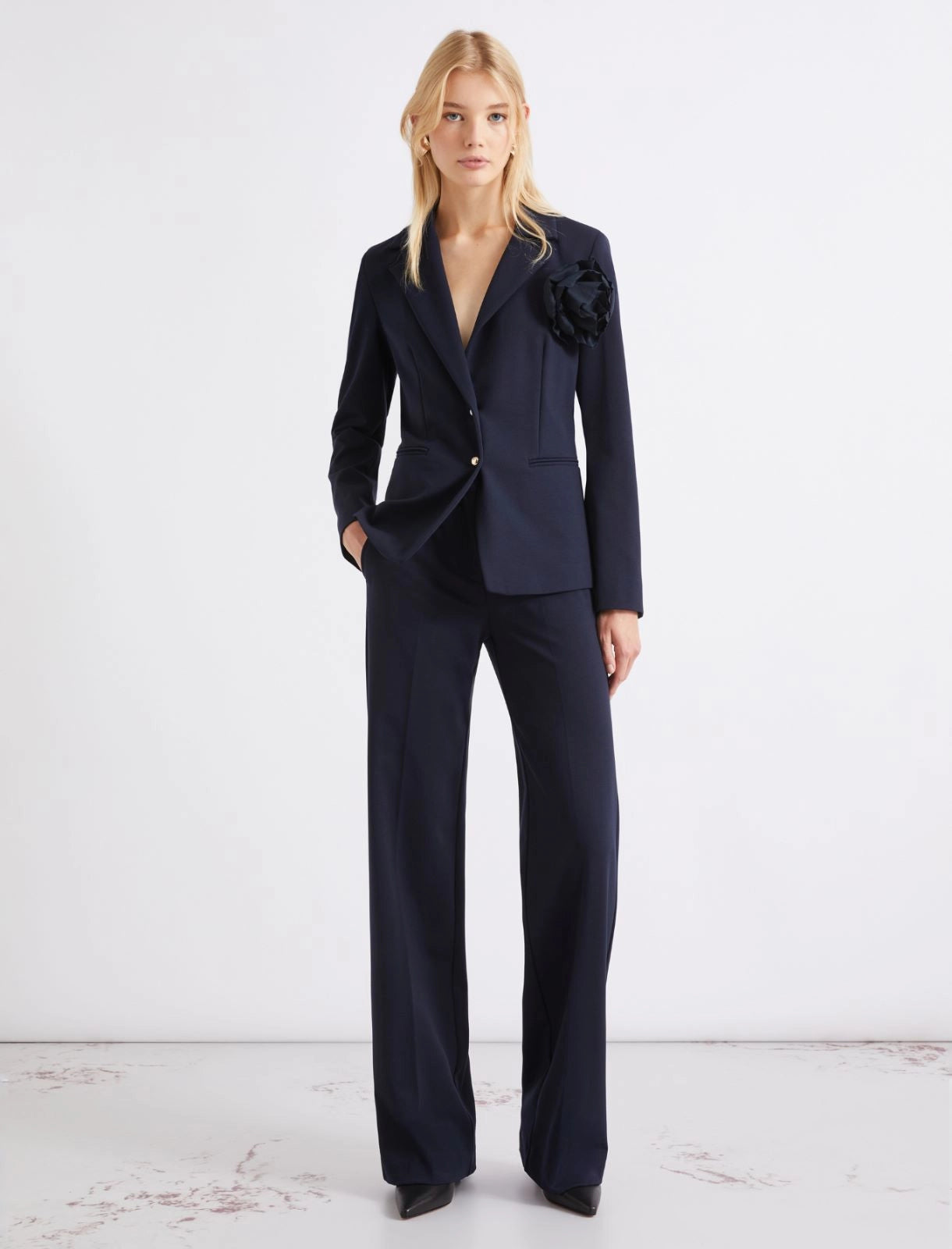 Marella Sport Navy Slim-Fit Jersey Blazer