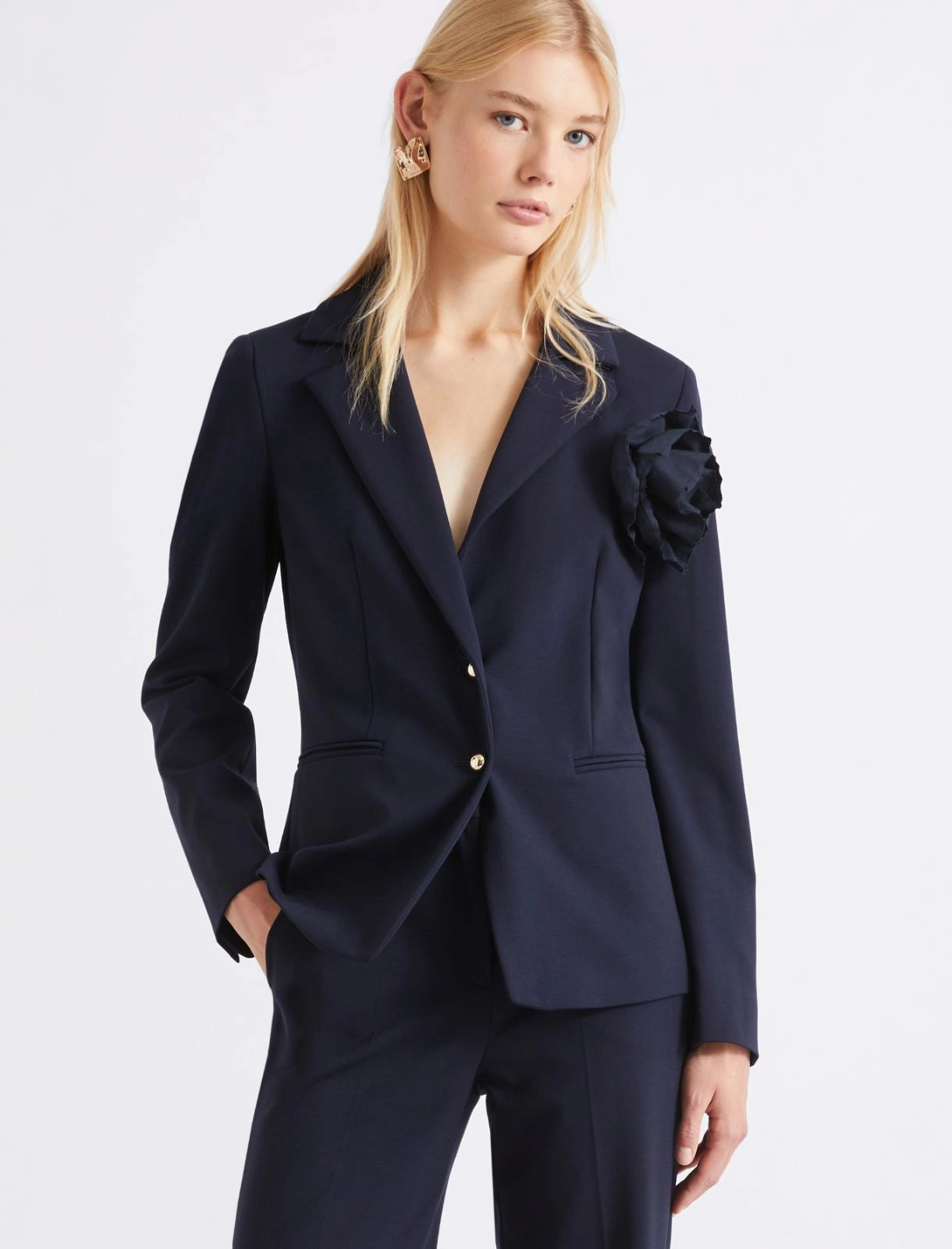 Marella Sport Navy Slim-Fit Jersey Blazer