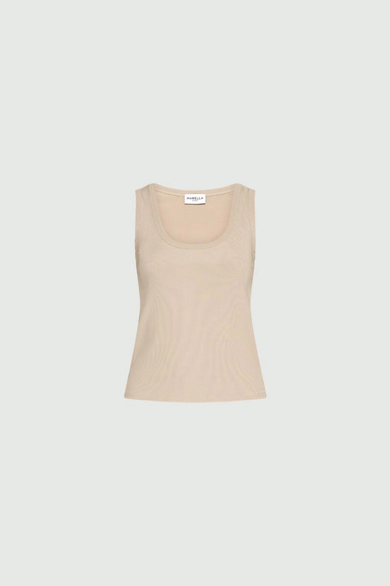 Marella Sport Beige Rib Knit Sleeveless Jersey Top MLSNATALE