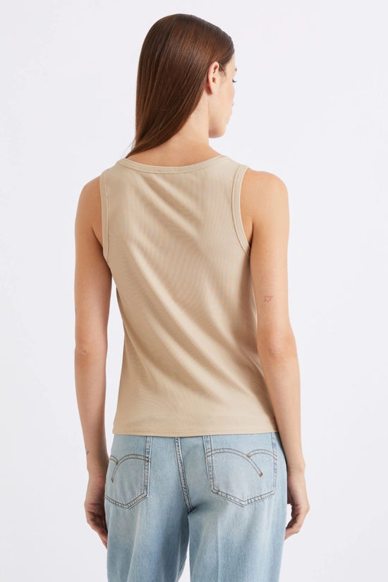 Marella Sport Beige Rib Knit Sleeveless Jersey Top MLSNATALE