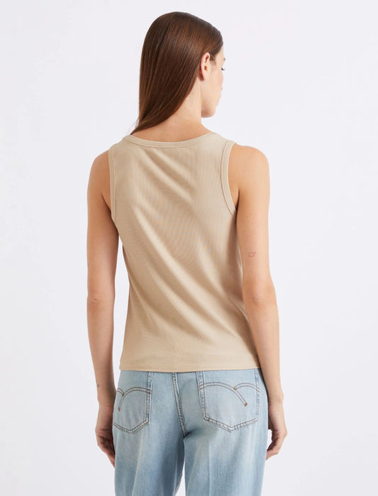 Marella Sport Beige Rib Knit Sleeveless Jersey Top MLSNATALE