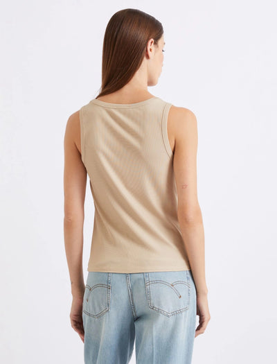 Marella Sport Beige Rib Knit Sleeveless Jersey Top MLSNATALE
