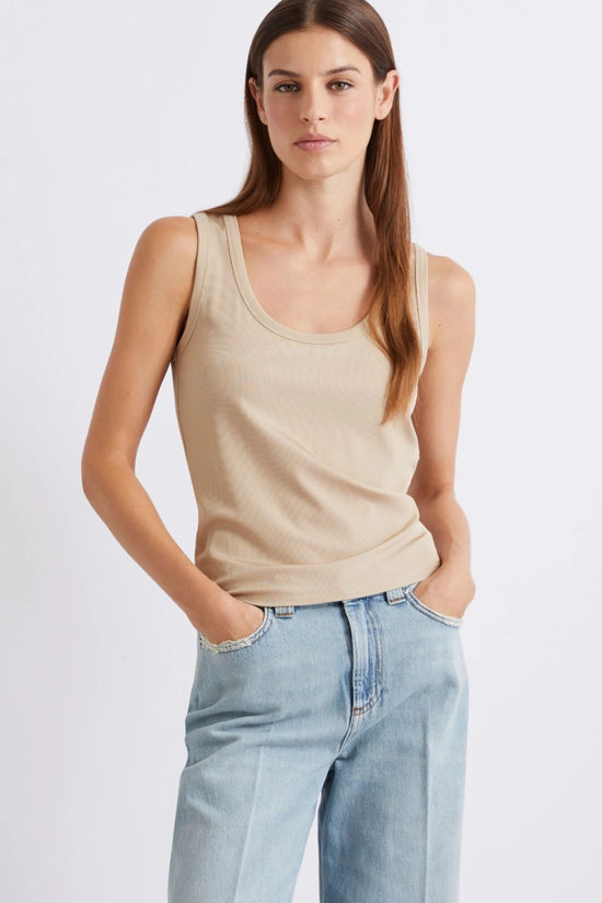 Marella Sport Beige Rib Knit Sleeveless Jersey Top MLSNATALE