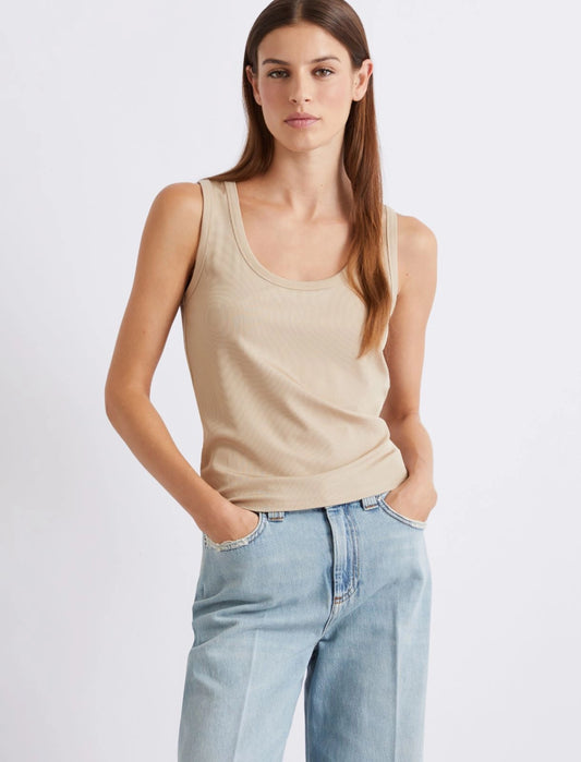 Marella Sport Beige Rib Knit Sleeveless Jersey Top MLSNATALE